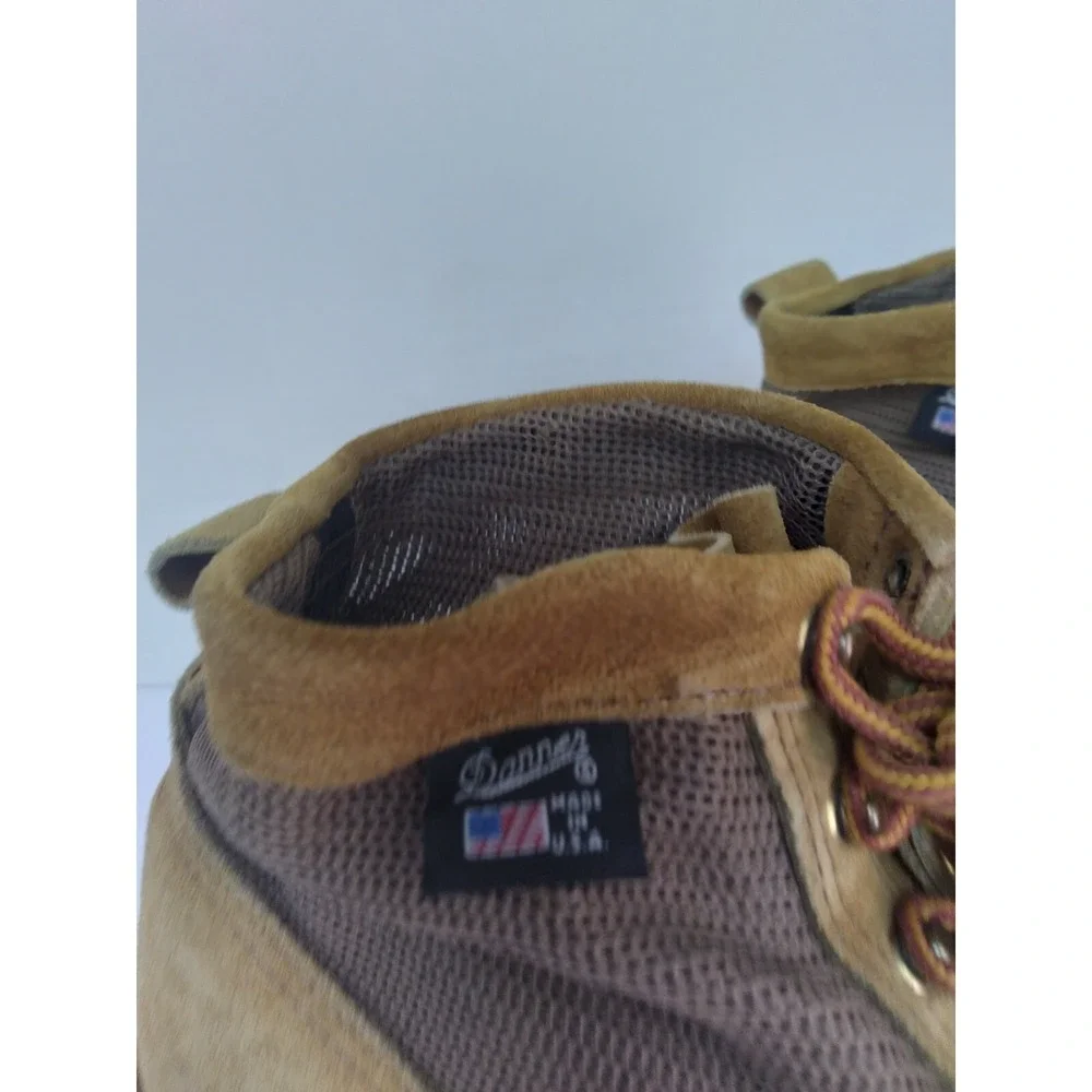 Danner Suede Mesh Work‎ Boots Tan Brown Made in USA Mens Lace Up Utility Boots